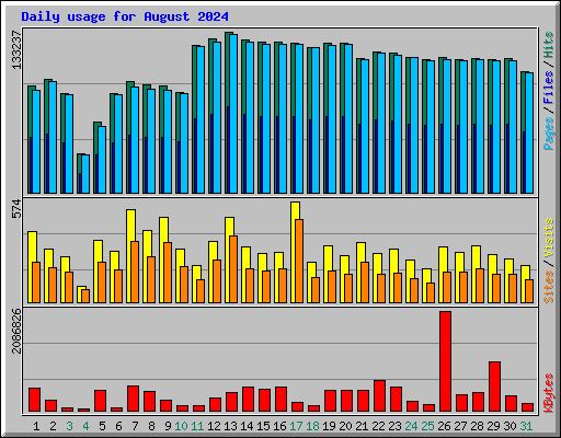 Daily usage for August 2024